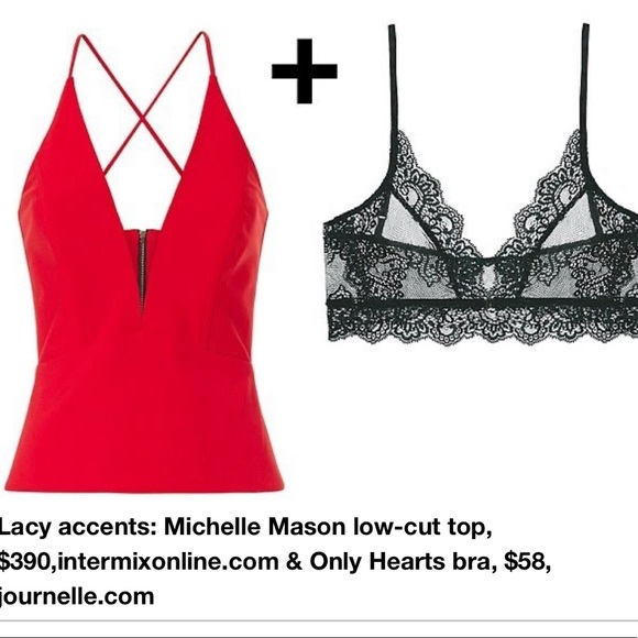 Michelle Mason Red Deep V Top - Picture 3 of 4
